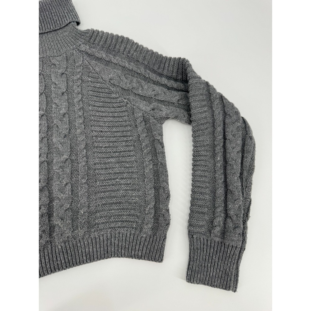 Lulus Sweater Womens XS Gray Cable Knit Turtleneck Cropped Cozy Warm Winter - Picture 4 of 12